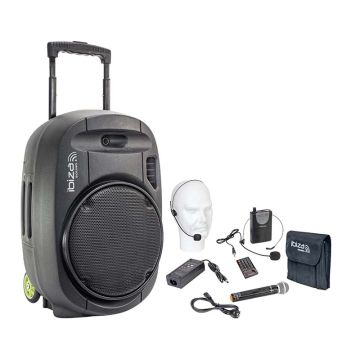 Ibiza PORT12VHF-MKII cassa portatile a batteria con doppio microfono VHF