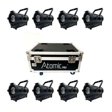 Atomic Pro Scala 200Cob Antihalo 8 fari lente PC con flightcase
